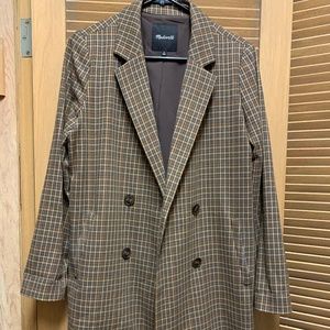 EUC Small Madewell Double Breasted Plaid Oversized Coat